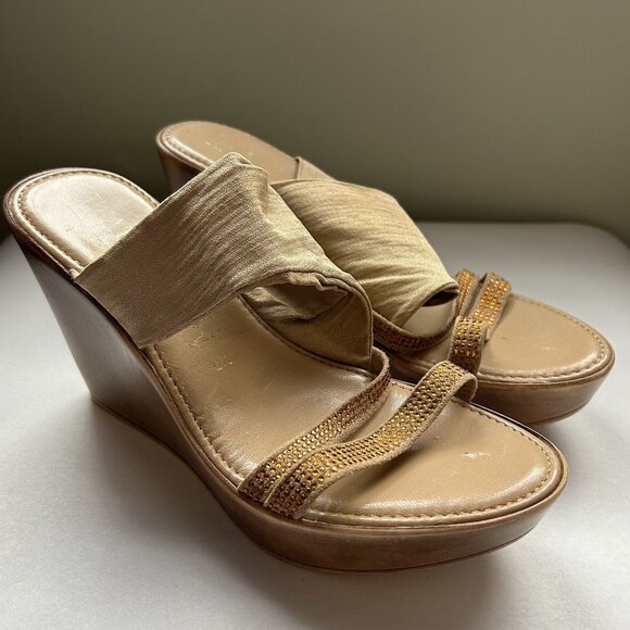 Embellished Platform Wedge Heel Wedges Sandals Women's Size 7.5** - Picture 1 of 8